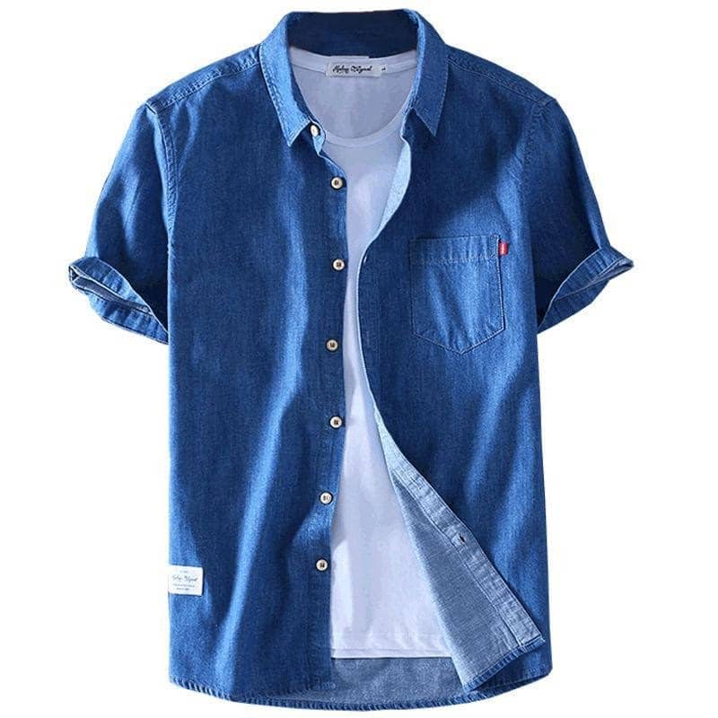 Summer Men’s Denim Shirts Short Sleeve Shirt Thin High Quality Cotton ...