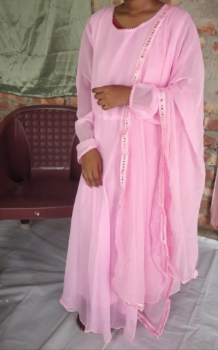 All Functional Baby Pink Color Anarkali Suit photo review