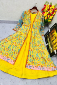 All functional Yellow Color Taffeta Gown photo review